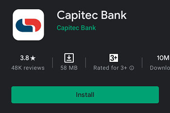 Capitec bank app installatioon Play Store